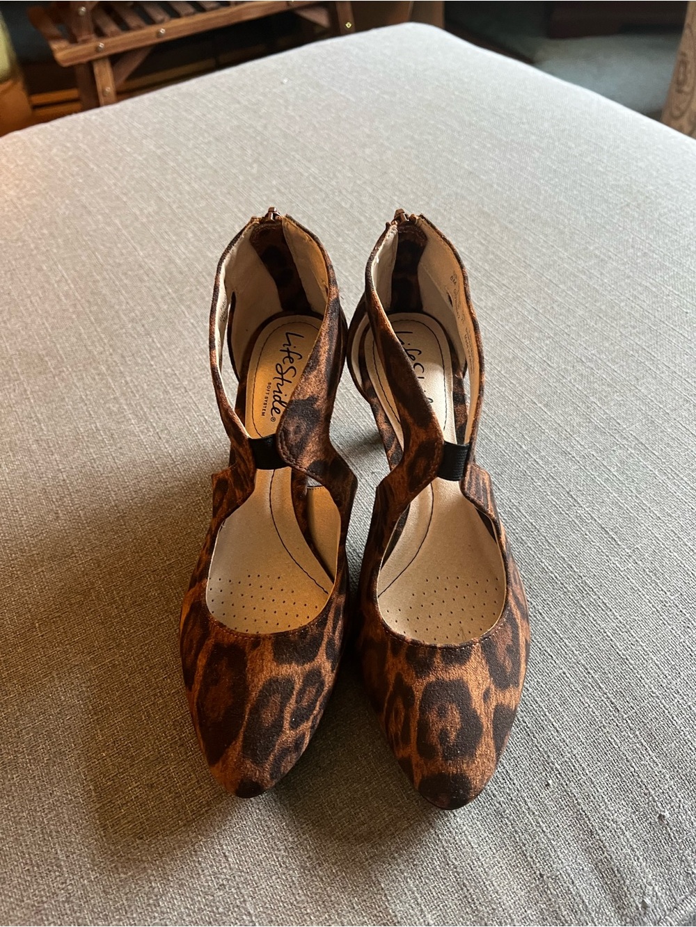 Life Stride Leopard Print Women's Closed-Toe Heels - Brown/Black